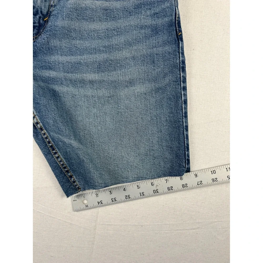Levis 412 Slim Shorts Mens 34 Blue Denim Flex Stretch Cut Off Raw Hem 39387-0016